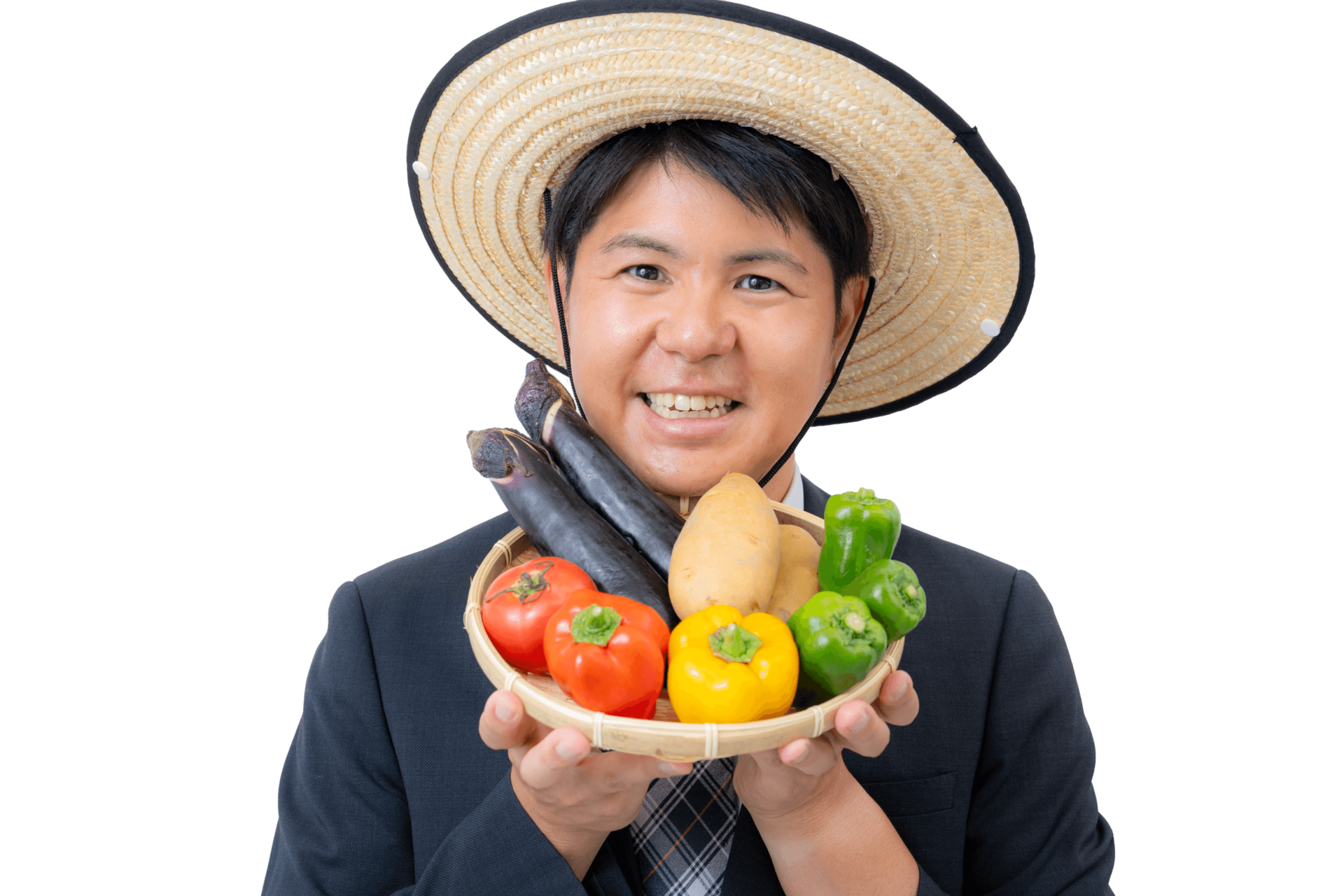 野菜を手にする中山龍一